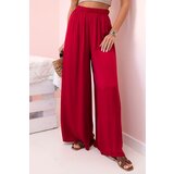 Kesi Włoski Women's wide trousers with elastic waistband burgundy | Shoptok.si