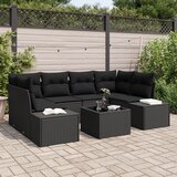 vidaXL 7-delni vrtni sofa set z blazinami Črn poli ratan Cene