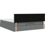 vidaXL Otomanski posteljni okvir z vzmetnicami siv 200x200 cm blago | Shoptok.si