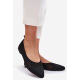Boto Black Eco-Suede Ballerina Flats with Buckle Anlofi | shoptok.hr