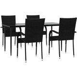  5-dijelni vrtni blagovaonski set od poliratana crni | shoptok.hr