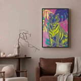  Slika - Colorful Tiger - Intense Colors of a Tiger Surrounded by Tropical Plants 60x90 U crnom drvenom okviru | shoptok.hr