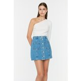 Trendyol Blue Stitch Detail Denim Skirt Cene