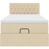 vidaXL Otomanska postelja z vzmetnico krem 90x200 cm blago | Shoptok.si