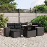  7-dijelni set vrtnih sofa od poliratana s jastucima crni | shoptok.hr