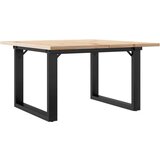 vidaXL Klubska mizica O okvir 60x60x40 cm trdna borovina lito železo | Shoptok.si