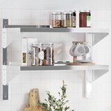  Zidna polica s 2 razine 75x30x60 cm srebrna nehrđajući čelik | shoptok.hr