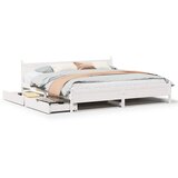 Maison Chic Posteljni Okvir - Dvoposteljna postelja brez vzmetnice bel 200x200 cm trdna borovina, (22082324) | Shoptok.si