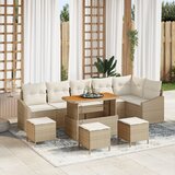 vidaXL 10-dijelni set vrtnih sofa s jastučićima bež poli ratan akacije | shoptok.hr