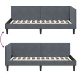 vidaXL Kotna postelja Temno siva 90 x 190 cm Samet in sodobno leseno | Shoptok.si