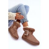Boto Faux Fur-Lined Clasp Snow Boots Dark Beige Dulca | shoptok.hr