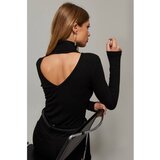 Cool & Sexy Women's Black Back V Turtleneck Blouse Cijene