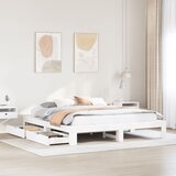 vidaXL Posteljni okvir brez vzmetnice bel 200x200 cm trdna borovina Cene
