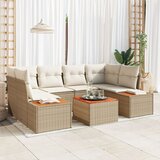 vidaXL set od 7 komada vrtnih sofa s jastučićima Bež Poli Ratan Akacija Cijene