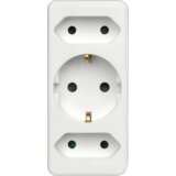 Hama 223215 trojni adapter za vtičnico, 1x ozemljena, 2x evro, bel | Shoptok.si