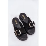 Zazoo Women's Suede Slides With Buckle On Platform Black 3019 | Shoptok.si