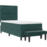  Krevet s box spring sustavom s madracem i klupicom tamnozelena 90x190 cm baršun | shoptok.hr