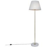 QAZQA Retro talna svetilka medenina s plisirano kremo 45 cm - Kaso Cene
