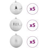 vidaXL Set božičnih okraskov 15 pcs srebrna | Shoptok.si