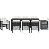  9-dijelni set za blagovanje u vrtu s jastučićima crni poli ratan | shoptok.hr