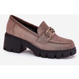 VINCEZA Eco Suede Women's Lace-Up Shoes With Decoration Ciemnobeżowe 39921 | shoptok.hr