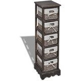  Drveni stalak za pohranu s 5 pletenih košara smeđi | shoptok.hr