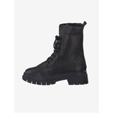 Tamaris Black Leather Ankle Heel Shoe - Women Cene