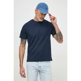 PepeJeans Bombažna kratka majica Connor moška, mornarsko modra barva