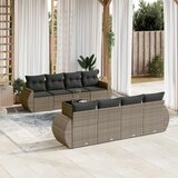 Maison Chic Seti vrtnega pohištva - Vrtna garnitura - Vrtni pohištvo set 9-delna z blazinami siv poli ratan, (21797141) | Shoptok.si