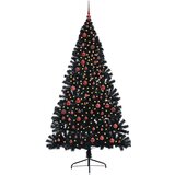 vidaXL Umjetna preddekorirana božićna jelka Črna 210 cm PVC | Shoptok.si