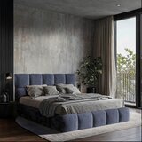 MID.YOU OBLAZINJENA POSTELJA 160 cm x 200 cm , les, tekstil, leseni material modrosiva Cene