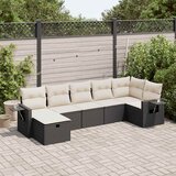 Maison Chic Seti vrtnega pohištva - Vrtna garnitura - Vrtni pohištvo set 7-delna z blazinami črn poli ratan, (21801346) | Shoptok.si
