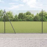 vidaXL zavarena ograda s 7 flanširanih stupova, siva, 1.5x10 m, čelik | shoptok.hr