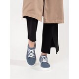 GOODIN Blue leather sneakers with a thick sole | Shoptok.si