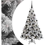 Umjetno božićno drvce s kuglicama 120 cm 150 LED lampica - Zelena i bijela 120 cm s LED-ima i crnim lopticama | shoptok.hr