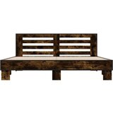  Posteljni okvir dimljeni hrast 200x200 cm inž. les in kovina | Shoptok.si