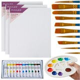 Maaleo set za slikanje akrilom s 3 platna, kistovima i paletom, 26 dijelova | shoptok.hr
