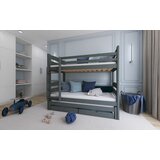 Drveni dečiji krevet na sprat cezar sa tri kreveta i fiokom - grafit - 160/180*80 cm Cene