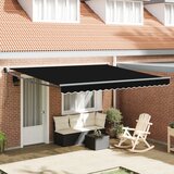 vidaXL Avtomatska retraktibilna tenda črna 400x300 cm, Tenda za zamenjavo tkanine za okvir 4x3 m črna Cene