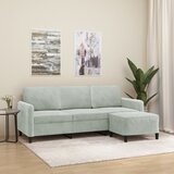 vidaXL Trosjed s tabureom svjetlosivi 180 cm baršunasti Cijene