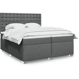 vidaXL Box spring postelja z vzmetnico temno siva 200x200 cm blago Cene