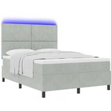 vidaXL Oblazinjeno posteljno dno z vzmetnico in LED lučko svetlo sivo 140x200 cm žamet, (22050259) | Shoptok.si