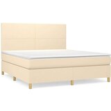  Box spring postelja z vzmetnico krem 180x200 cm blago | Shoptok.si