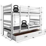 BMS Dječji drveni krevet na kat Eryk s ladicom 190x90 cm, bijeli, s madracima od PE pjene 8 cm | shoptok.hr