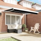 vidaXL Ročna Retraktibilna Tenda Črna 300x250 cm, Zamenjava Tenda za okvir 3x2,5 m Črna | Shoptok.si