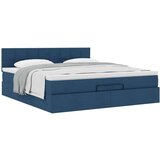 vidaXL Otomanski posteljni okvir z vzmetnico moder 180x200 cm blago, (21653227) | Shoptok.si