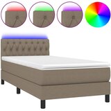Krevet box spring s madracem LED smeđesivi 90x190 cm tkanina | Eponuda.ba