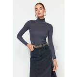 Trendyol Anthracite Premium Soft Fabric Turtleneck Fitted/Slip-On Knitted Blouse cene