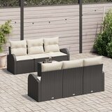  set vrtnih sofa od 7 delov z jastučiči črn poly ratan, (22093631) | Shoptok.si