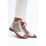 Zazoo White Leather Laced Sandals with Zip 977/L | Shoptok.si